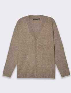 Uomo Piazza Italia Uomo|Maglieria<Maglia cardigan effetto lana regular fit - Grigio fango