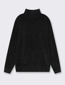 Uomo Piazza Italia Maglieria<Maglia collo alto in ciniglia regularfit con costa al collo, ai polsi e al fondo - Nero