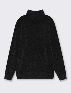 Uomo Piazza Italia Maglieria<Maglia collo alto in ciniglia regularfit con costa al collo, ai polsi e al fondo - Nero