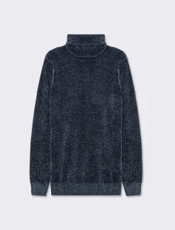 Uomo Piazza Italia Maglieria<Maglia collo alto in ciniglia regularfit con costa al collo, ai polsi e al fondo - Avion