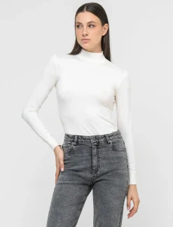 Donna Piazza Italia Donna|Maglieria<Maglia collo alto manica lunga vestibilità slim - Avorio