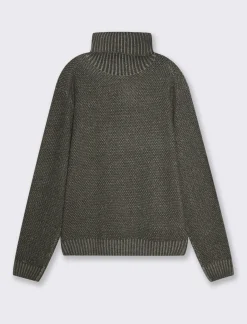 Uomo Piazza Italia Uomo|Maglieria<Maglia collo alto regolabile con coulisse e lvorazione jacquard bicolor - piombo