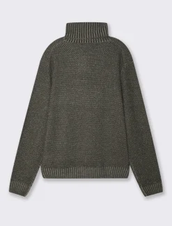 Uomo Piazza Italia Uomo|Maglieria<Maglia collo alto regolabile con coulisse e lvorazione jacquard bicolor - piombo