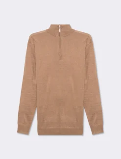 Uomo Piazza Italia Maglieria<Maglia collo alto zip basic regular fit - tortora