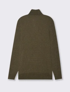 Uomo Piazza Italia Maglieria<Maglia collo alto zip in ciniglia a coste regular fit - kaki