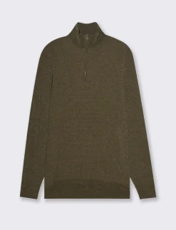 Uomo Piazza Italia Maglieria<Maglia collo alto zip in ciniglia a coste regular fit - kaki