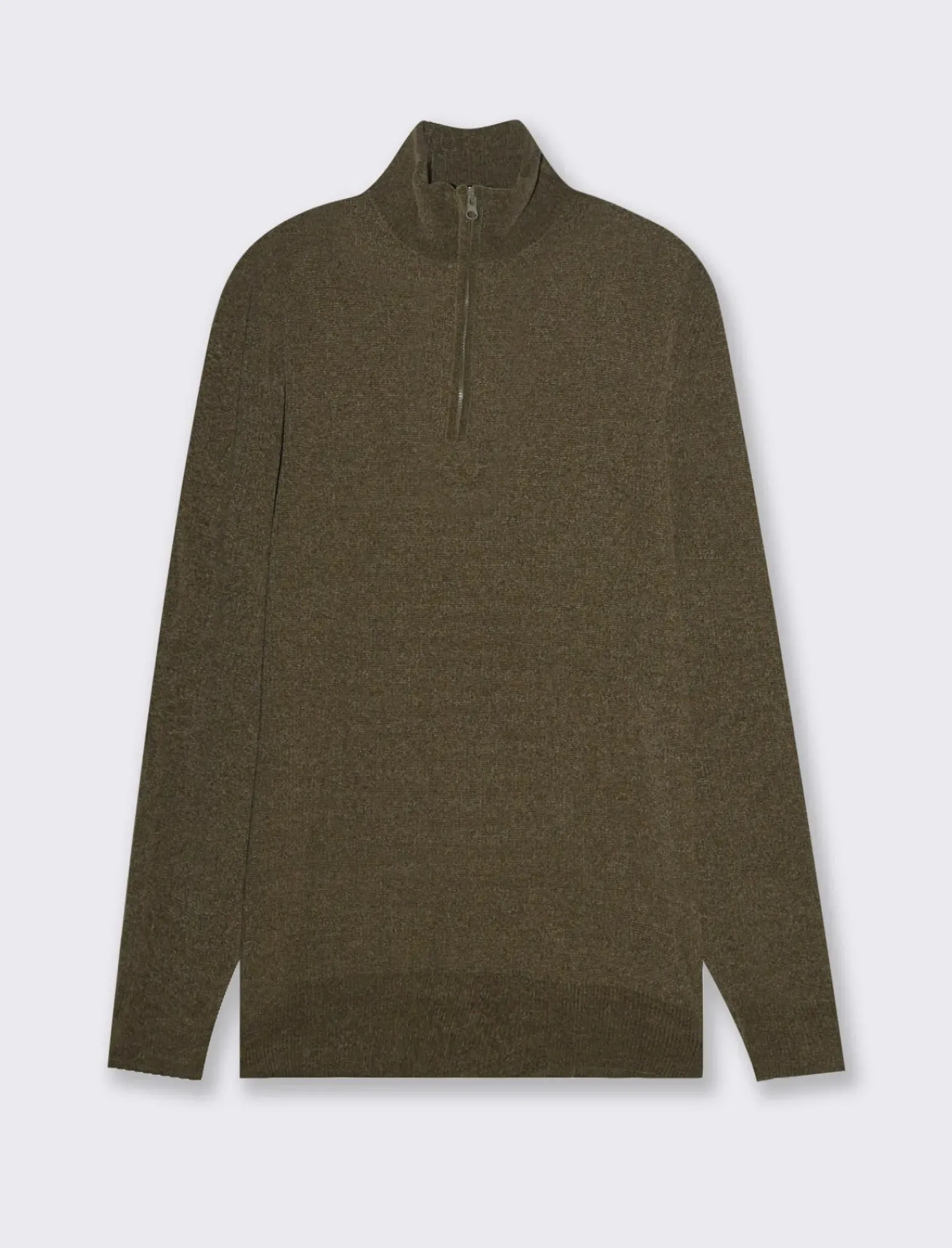 Uomo Piazza Italia Maglieria<Maglia collo alto zip in ciniglia a coste regular fit - kaki