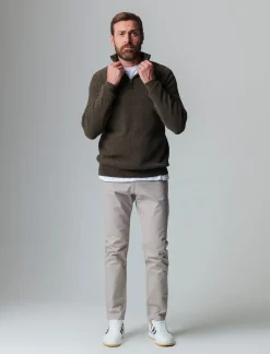 Uomo Piazza Italia Maglieria<Maglia collo alto zip in ciniglia a coste regular fit - kaki