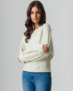 Donna Piazza Italia Donna|Maglieria<Maglia con filo effetto metallizzato paricollo e manica a pipistrello - Avorio