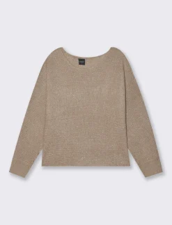 Donna Piazza Italia Donna|Maglieria<Maglia con filo effetto metallizzato paricollo e manica a pipistrello - Cammello