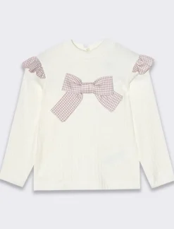 Piazza Italia Neonata<Maglia con grande fiocco pied de poule - Bianco