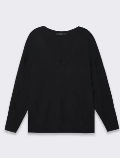 Donna Piazza Italia Maglieria<Maglia con parte posteriore più lunga e spacchi laterali - Nero