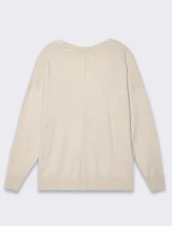 Donna Piazza Italia Maglieria<Maglia con parte posteriore più lunga e spacchi laterali - Avorio