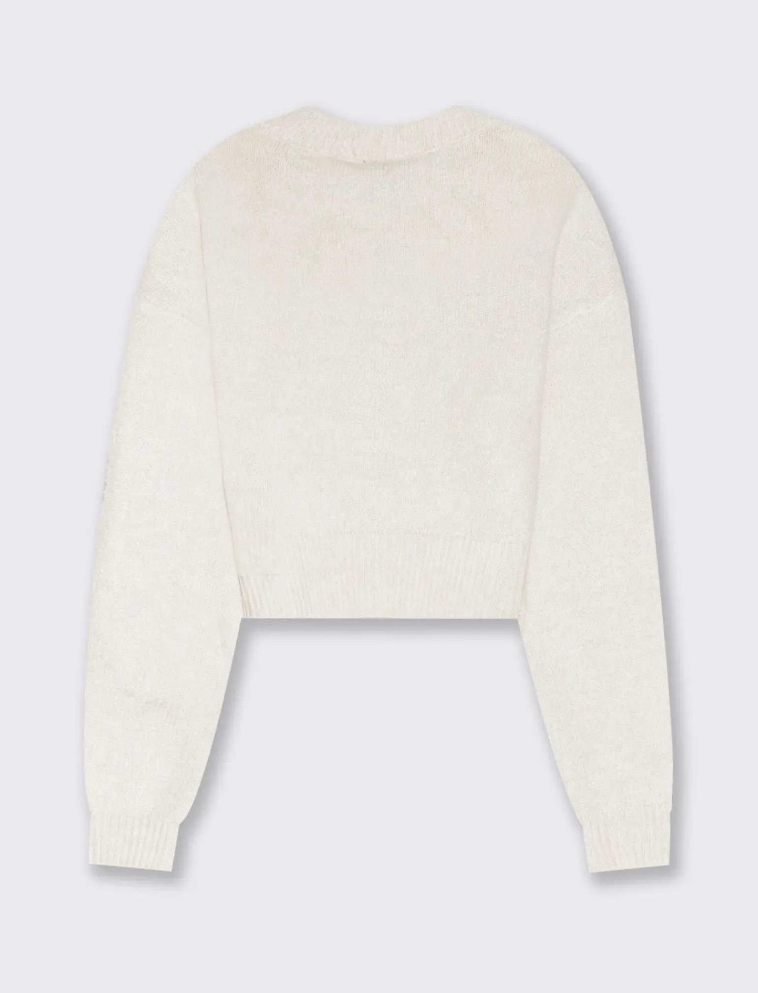 Donna Piazza Italia Maglieria<Maglia crop manica lunga giro collo con spalla a T - Avorio