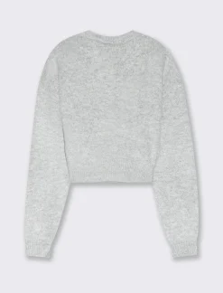 Donna Piazza Italia Maglieria<Maglia crop manica lunga giro collo con spalla a T - Grigio chiaro