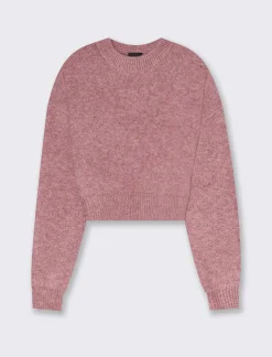 Donna Piazza Italia Maglieria<Maglia crop manica lunga giro collo con spalla a T - Rosa