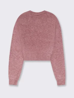 Donna Piazza Italia Maglieria<Maglia crop manica lunga giro collo con spalla a T - Rosa