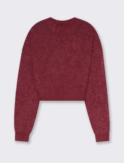 Donna Piazza Italia Maglieria<Maglia crop manica lunga giro collo con spalla a T - Rosso india