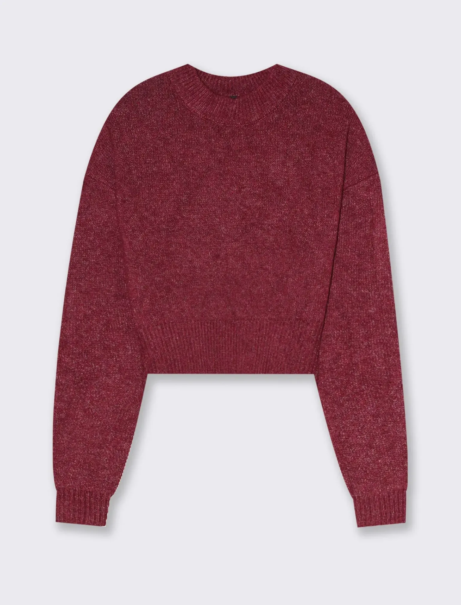 Donna Piazza Italia Maglieria<Maglia crop manica lunga giro collo con spalla a T - Rosso india