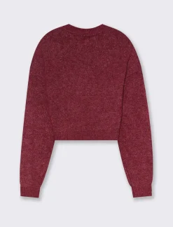 Donna Piazza Italia Maglieria<Maglia crop manica lunga giro collo con spalla a T - Rosso india