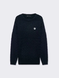 Uomo Piazza Italia Maglieria<Maglia dolcevita lavorazione a trecce con ricamo sul petto, regular fit -