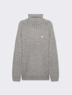 Uomo Piazza Italia Maglieria<Maglia dolcevita lavorazione a trecce con ricamo sul petto, regular fit - mel.