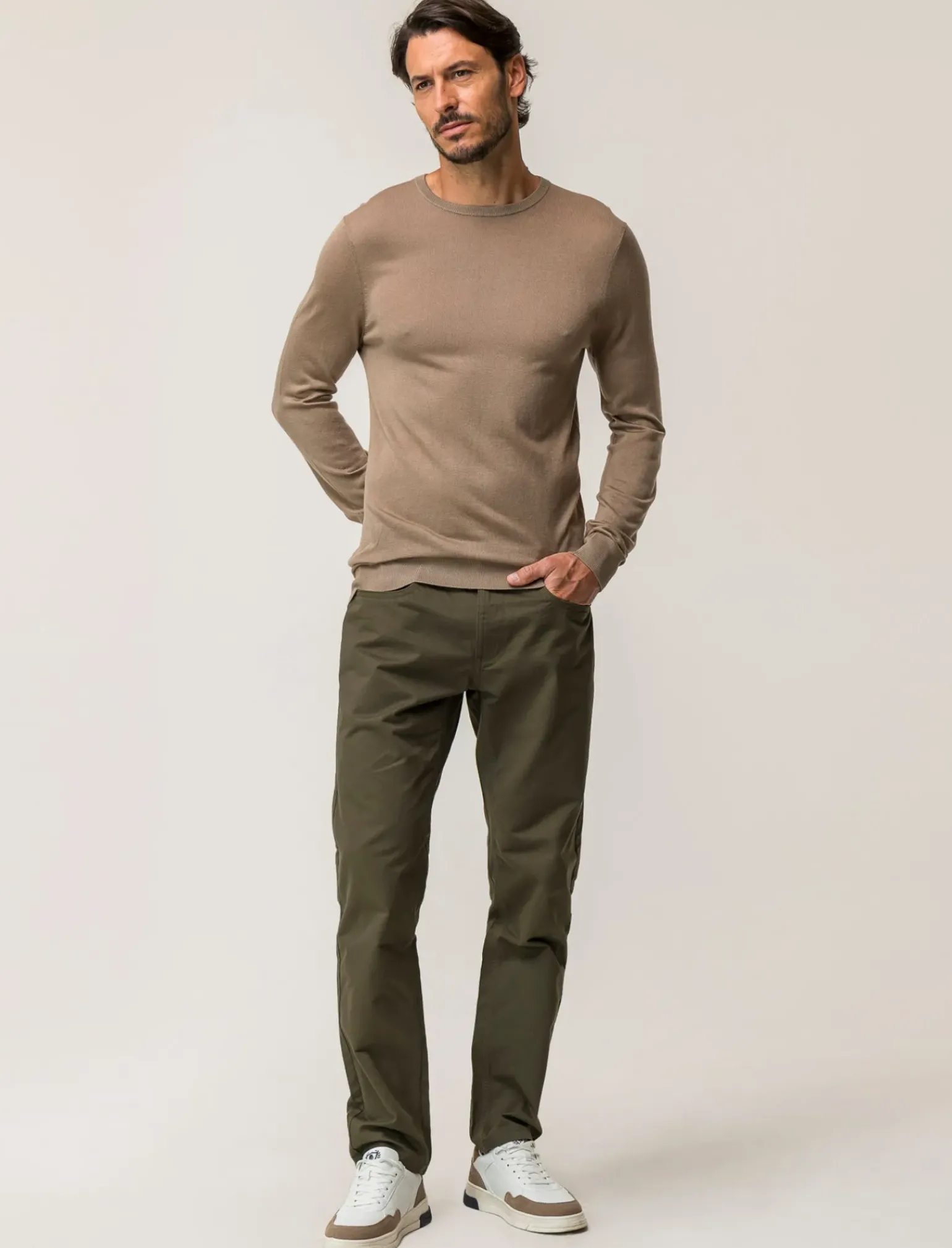 Uomo Piazza Italia Uomo|Maglieria<Maglia girocollo con filato effetto cachemere - tortora