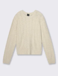 Donna Piazza Italia Donna|Maglieria<Maglia girocollo con lavorazioni e filo effetto metalizzato - Avorio