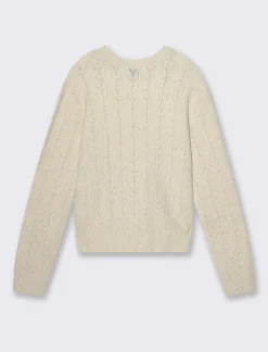 Donna Piazza Italia Donna|Maglieria<Maglia girocollo con lavorazioni e filo effetto metalizzato - Avorio