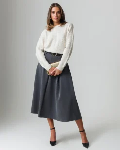 Donna Piazza Italia Donna|Maglieria<Maglia girocollo con lavorazioni e filo effetto metalizzato - Avorio