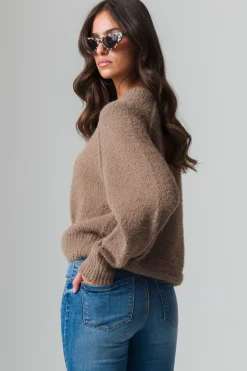 Donna Piazza Italia Donna|Maglieria<Maglia girocollo con manica raglan fondo e polsini a costa elastica - tortora