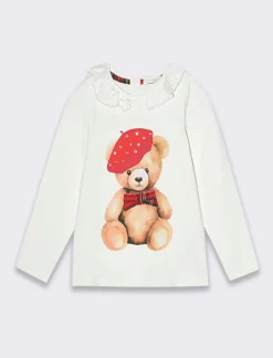 Piazza Italia Neonata<Maglia girocollo con stampa frontale orsetto - panna