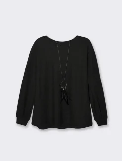 Donna Piazza Italia Maglieria<Maglia girocollo con tessuto a coste -