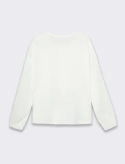 Donna Piazza Italia Maglieria<Maglia girocollo con tessuto a coste - latte