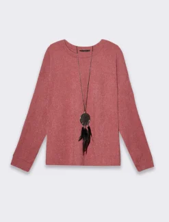 Donna Piazza Italia Maglieria<Maglia girocollo con tessuto a coste - cipolla