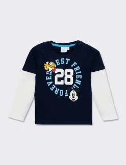 Piazza Italia T-Shirt E Top<Maglia girocollo e manica lunga, in cotone, con doppia manica e stampa Disney.  -