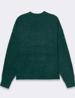 Donna Piazza Italia Maglieria<Maglia girocollo e manica lunga taglio crop tessuto effetto pelliccia - Verde scuro