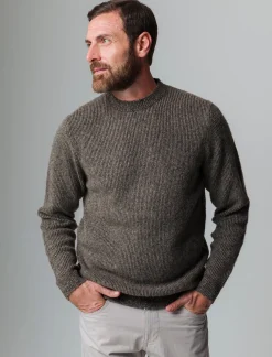 Uomo Piazza Italia Maglieria<Maglia girocollo effetto lana regular fit con lavorazione a coste - kaki