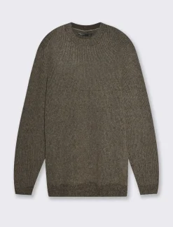 Uomo Piazza Italia Maglieria<Maglia girocollo effetto lana regular fit con lavorazione a coste - kaki