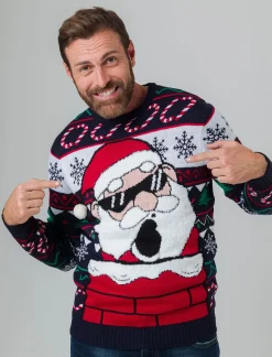 Uomo Piazza Italia Maglieria<Maglia girocollo fantasia jacquard natalizia multicolor con applicazioni 3D -