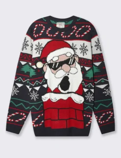 Uomo Piazza Italia Maglieria<Maglia girocollo fantasia jacquard natalizia multicolor con applicazioni 3D -