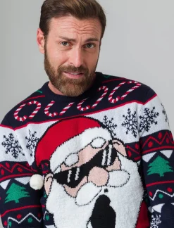 Uomo Piazza Italia Maglieria<Maglia girocollo fantasia jacquard natalizia multicolor con applicazioni 3D -