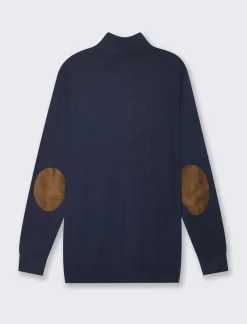 Uomo Piazza Italia Maglieria<Maglia girocollo filato premium regular fit con toppe effetto suede -