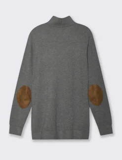 Uomo Piazza Italia Maglieria<Maglia girocollo filato premium regular fit con toppe effetto suede - mel.