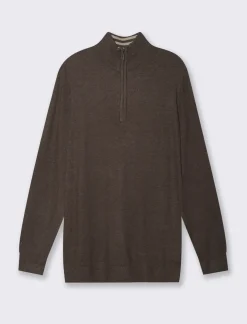 Uomo Piazza Italia Maglieria<Maglia girocollo filato premium regular fit con toppe effetto suede - Moro