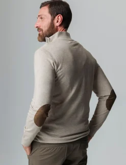 Piazza Italia Maglia girocollo filato premium regular fit con toppe effetto suede - Beige Online