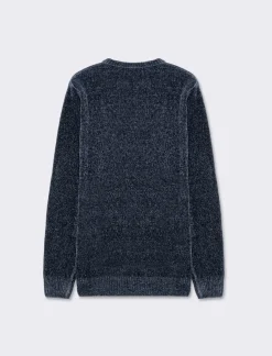 Uomo Piazza Italia Maglieria<Maglia girocollo in ciniglia regular fit con costina al collo, ai polsi e al fondo - Avion