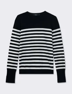 Donna Piazza Italia Donna|Maglieria<Maglia girocollo in maglia fine di viscosa con motivo a righe - var 1