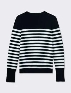 Donna Piazza Italia Donna|Maglieria<Maglia girocollo in maglia fine di viscosa con motivo a righe - var 1