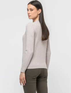 Donna Piazza Italia Donna|Maglieria<Maglia girocollo in morbido filato con motivo a treccia - Sabbia